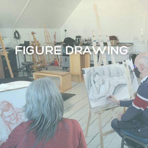 Image of an art studio with two artists drawing at easels.